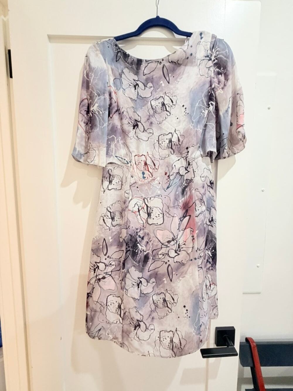 Reiss Pale Purple Patterned 100% Silk Dress - Size US 6/ UK 10